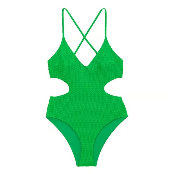Купальник Victoria's Secret Swim Cut-Out Cheeky One-Piece Fishnet, зеленый