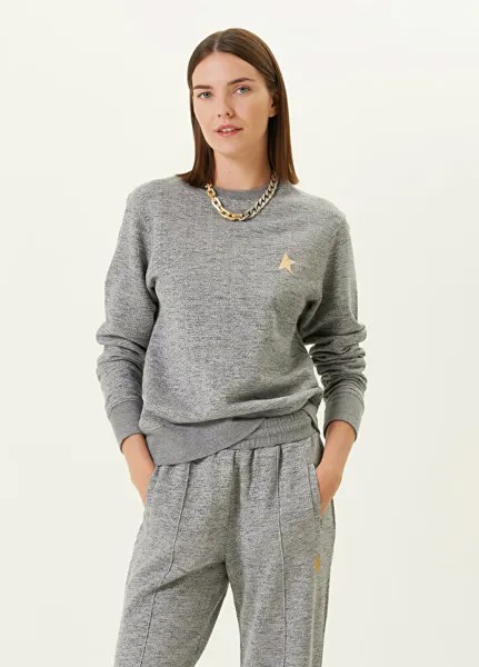Серый свитшот с круглым вырезом и логотипом Golden Goose