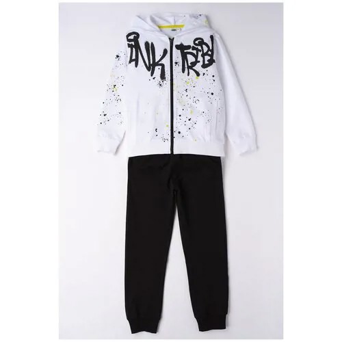 Комплект одежды Ido, толстовка и брюки, спортивный стиль, размер M, белый, черный