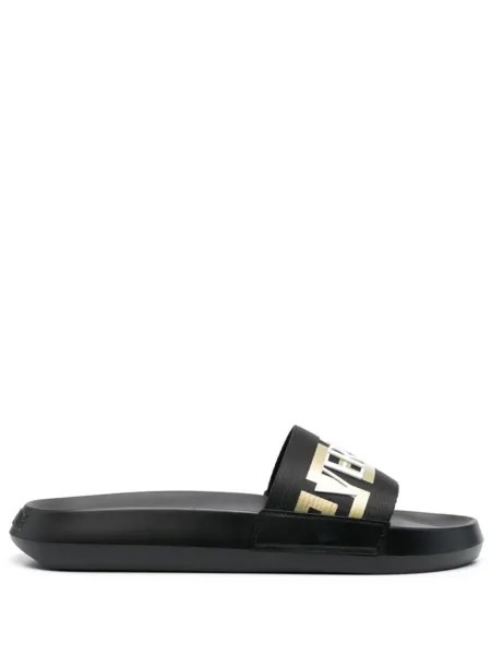 Versace шлепанцы с логотипом, черный