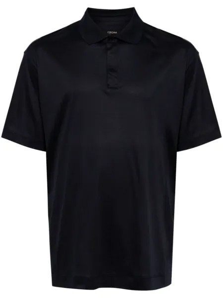 Хлопковая рубашка-поло с короткими рукавами Zegna, синий