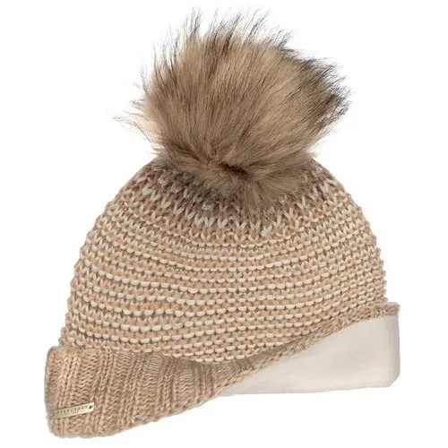 Шапка SEEBERGER арт. 18242-1 POMPOM BEANIE (белый / песочный), размер ONE