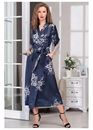 Mia-Amore, Длинный халат Alexandria с поясом, Mia-Amore Alexandria 3579, синий с белым, L-XL, L-XL