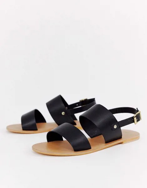 Кожаные сандалии ASOS DESIGN Faye-Черный