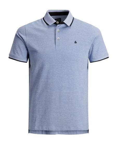 Поло Jack & Jones Polo Shirt JJEPAULOS Sommer Hemd Kragen Pique Cotton, светло-синий