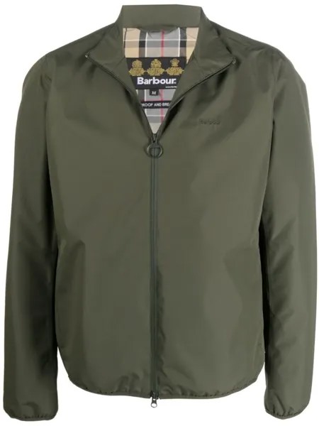 Barbour бомбер на молнии с логотипом, зеленый