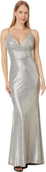 Платье Betsy & Adam Long foil knit spaghetti strap, золотой
