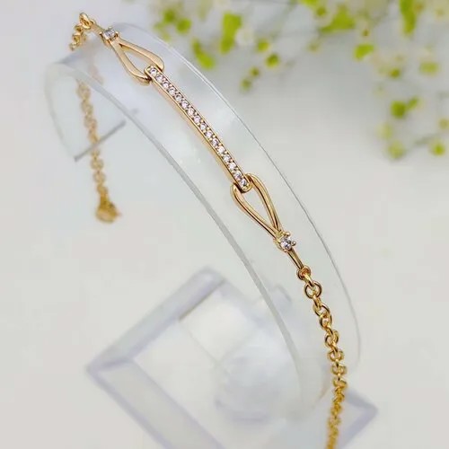 Браслет-цепочка XUPING JEWELRY, фианит, 1 шт., размер 20.5 см, золотистый