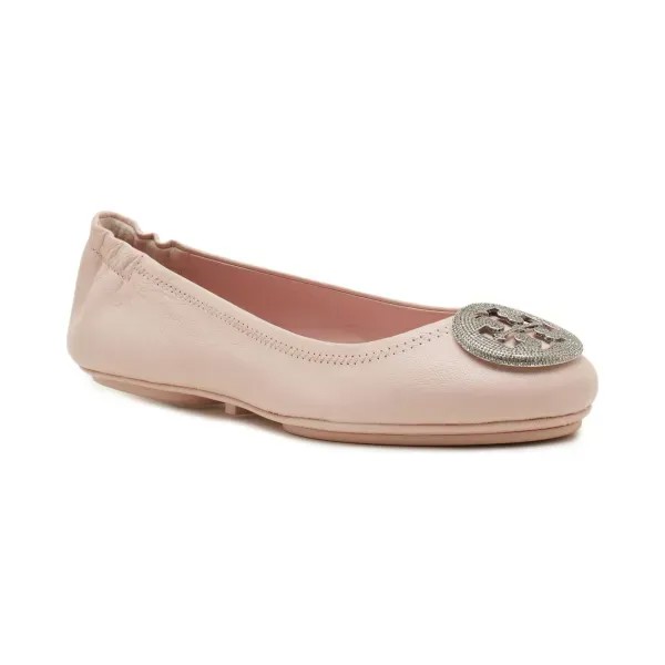 Кожаные балетки Minnie Travel Ballet Pave Tory Burch, розовый