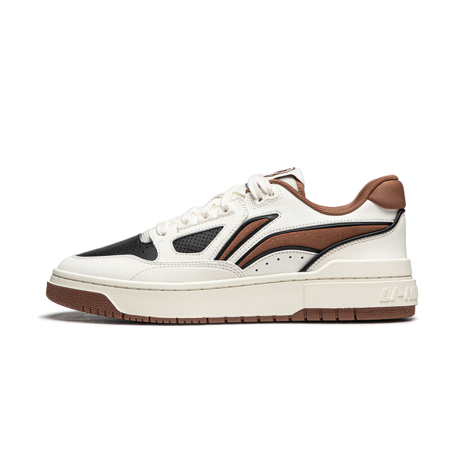 Кроссовки LINING Rookie Skateboarding Shoes Unisex Low-top Rice White/black/mocha Brown, белый
