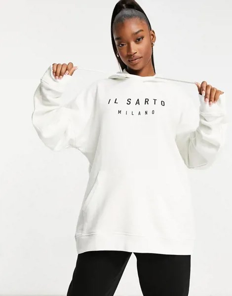 Худи в стиле oversized белого цвета Il Sarto-Белый