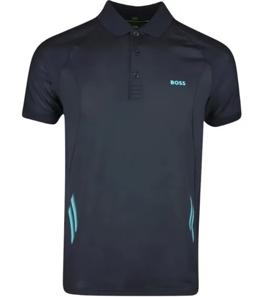 Мужская рубашка-поло для тренинга Hugo Boss Piraq Active 1, темно-синий