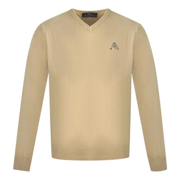 Свитер с v-образным вырезом и логотипом Aquascutum, бежевый