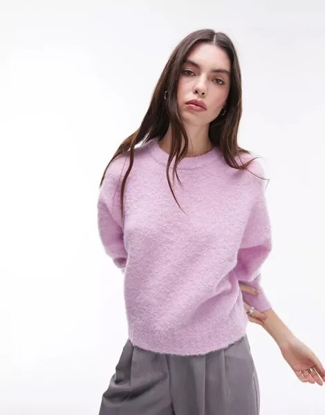 Сиреневый джемпер свободной вязки букле Topshop