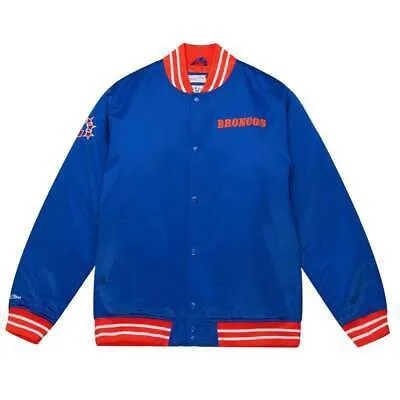 Mitchell - Ness Тяжелая Атласная Куртка Мужская Синяя Повседневная Спортивная Верхняя Одежда OJB