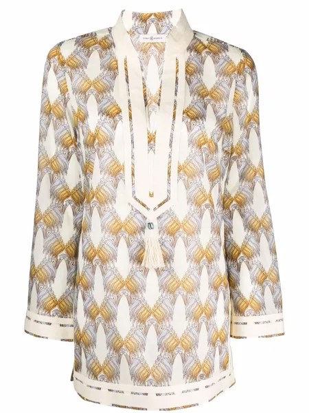 Tory Burch рубашка с длинными рукавами и графичным принтом