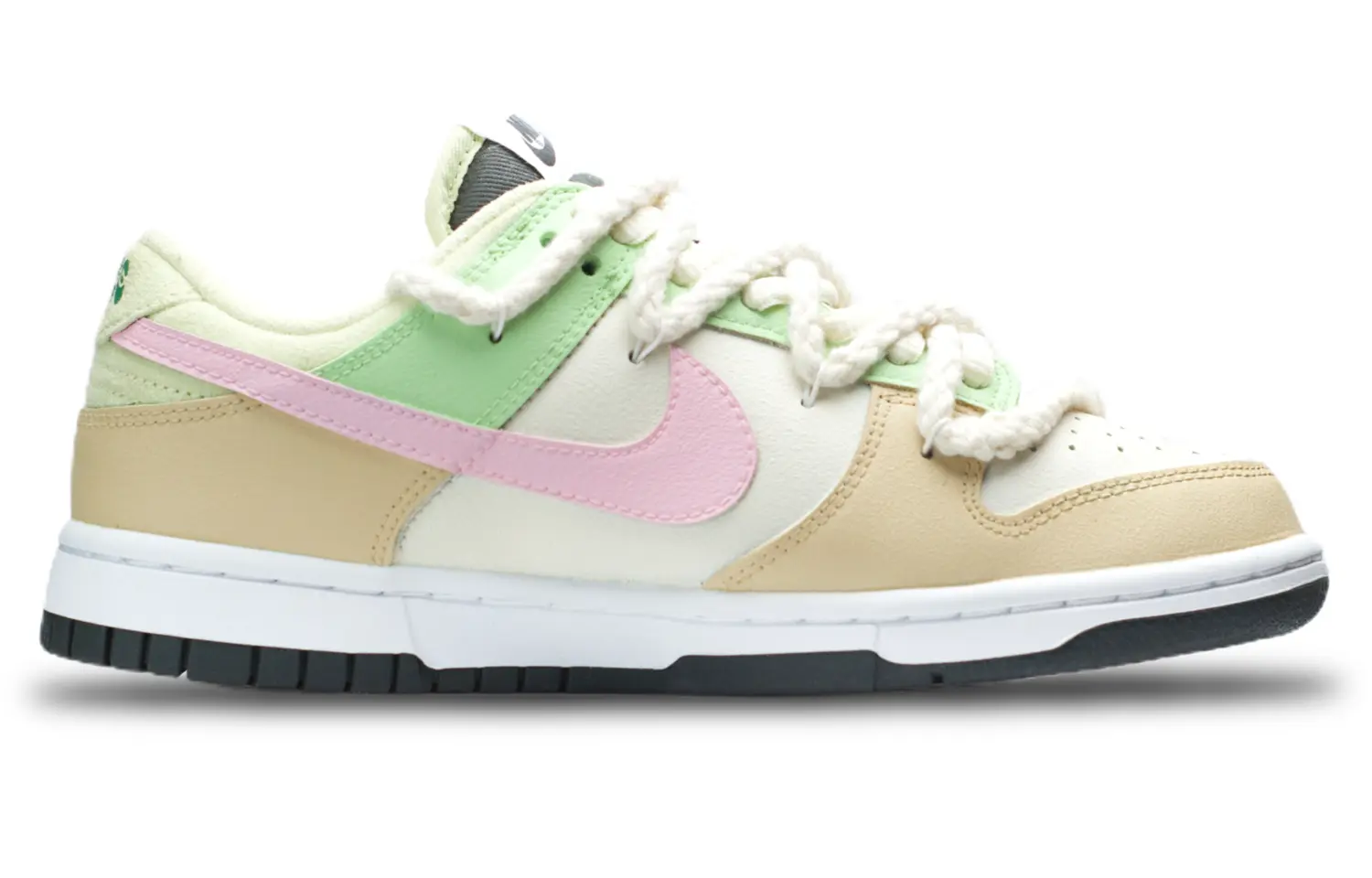 Кроссовки Nike Dunk Skateboarding Shoes Women's Low-top Cream White Green Pink, зеленый