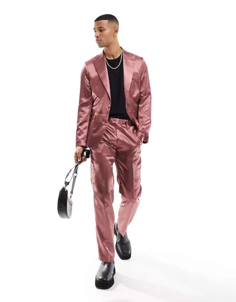 Gianni Feraud темно-лиловые атласные прямые костюмные брюки