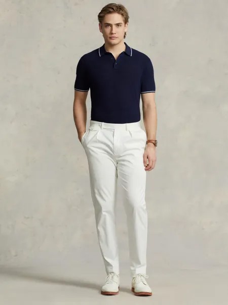 Поло Топ-поло из смесового льна с короткими рукавами Ralph Lauren, яркий темно-синий