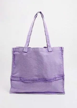 Сумка-тоут в стиле oversized с необработанными краями выбеленного сиреневого цвета ASOS DESIGN-Фиолетовый цвет
