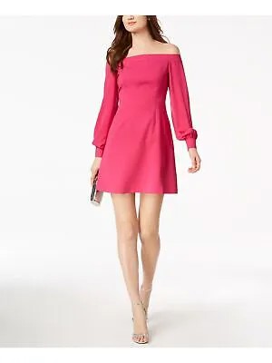 JILL STUART Женское розовое мини-платье трапециевидной формы с длинными рукавами и открытыми плечами 8