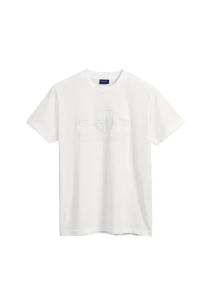 Мужская футболка - REG TONAL SHIELD T-SHIRT, круглый вырез, хлопок, вышивка GANT