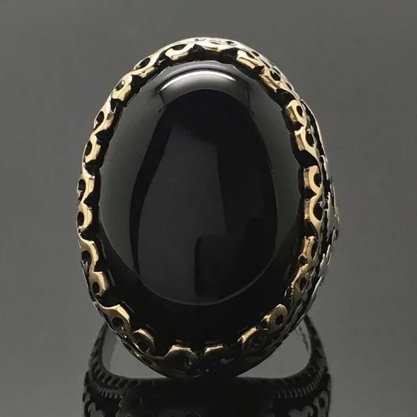 Изысканный ретро полый овал черный драгоценный камень ювелирные изделия для женщин свадьба помолвка подарки кольцо