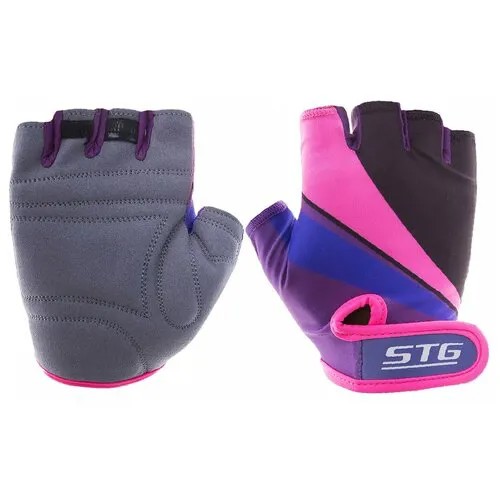 Велосипедные перчатки STG 909 p.M (фиолетово-черно-розовые) Х87909