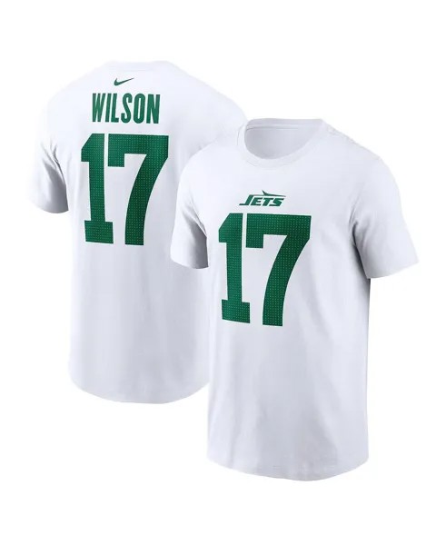 Мужская белая футболка Garrett Wilson New York Jets Legacy с именем и номером игрока Nike
