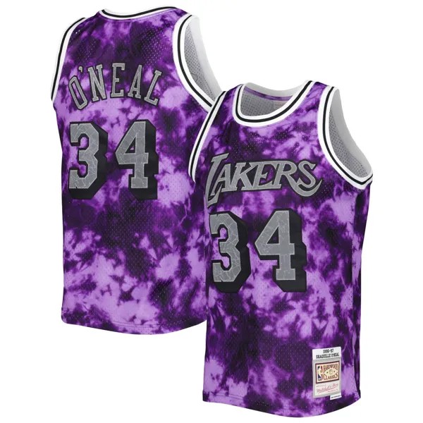 Мужская фиолетовая майка Mitchell & Ness Shaquille O'Neal Los Angeles Lakers 1996-97 Galaxy Swingman