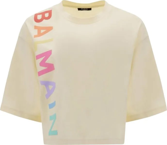 Футболка Balmain Short-Sleeve Pop Cropped T-Shirt 'multicolor', разноцветный