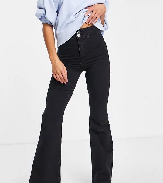 Черные выбеленные расклешенные джинсы из переработанного хлопка Topshop Petite Joni-Черный цвет