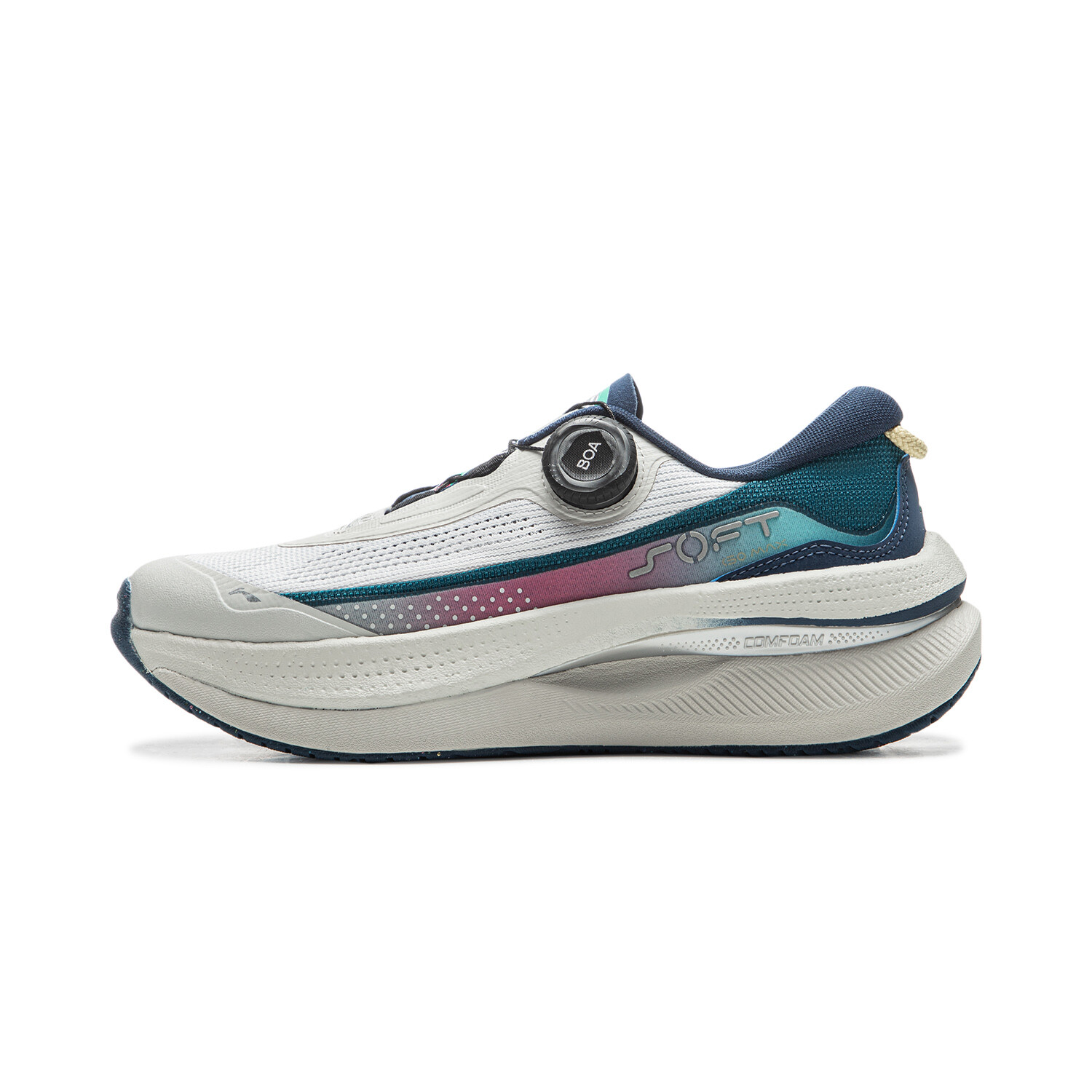 Кроссовки LINING SOFT GO MAX Lifestyle Shoes Women's Low-top Standard White/Deep Navy Blue/Dragonfly Green, зеленый