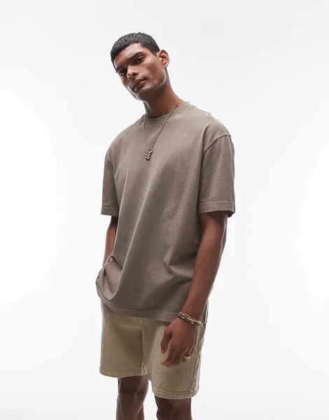Свободная футболка Topman цвета хаки