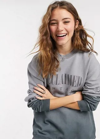 Свитшот в стиле унисекс в сером цвете с логотипом на груди Reclaimed Vintage-Серый