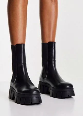 Кожаные ботинки челси черного цвета на массивной подошве ASOS DESIGN Adjust-Черный цвет