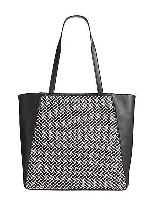 INC Женская черная кожаная плетеная сумка-тоут с двойным плоским ремешком Кошелек