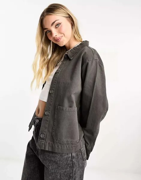 Серая оверсайз-куртка Pull&Bear в деловом стиле