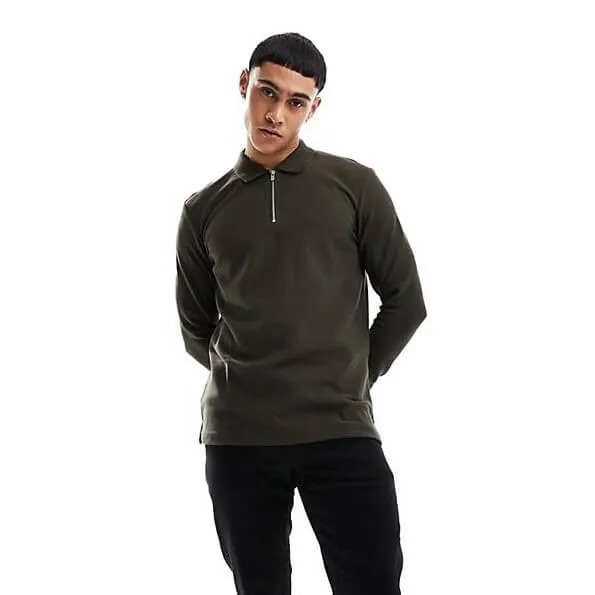 Поло с длинным рукавом Jack & Jones Premium Knitted, темно-зеленый