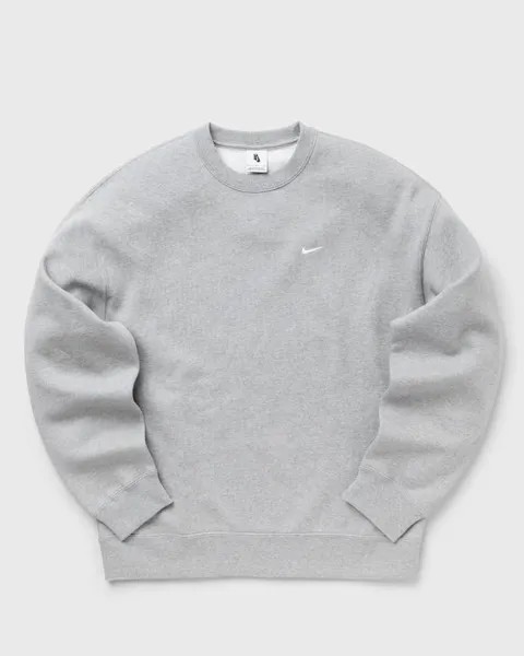 Свитер Nike Solo Swoosh Fleece Crew, цвет dk grey heather/white