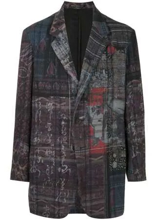Yohji Yamamoto пиджак с абстрактным принтом