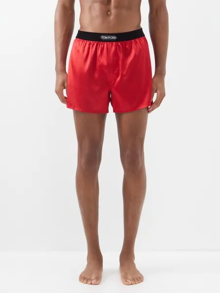 Атласные шорты-боксеры с нашивкой-логотипом Tom Ford, красный