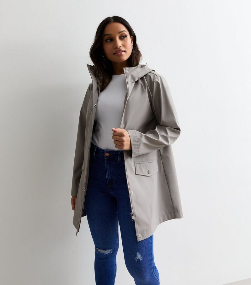 Миниатюрный серый дождевик с капюшоном New Look, серый