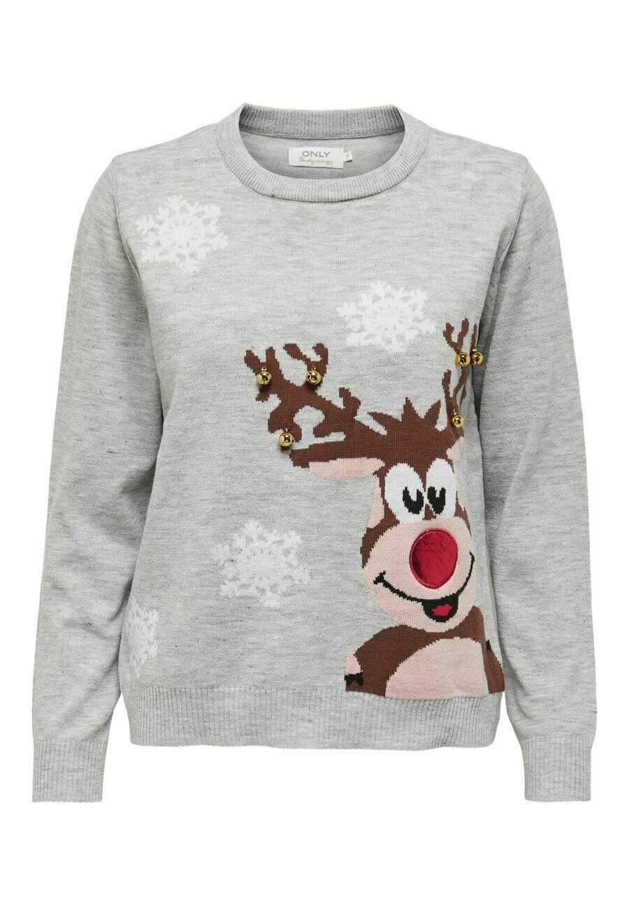 Свитшот ONLY XMAS BELL LS EX, цвет light grey melange