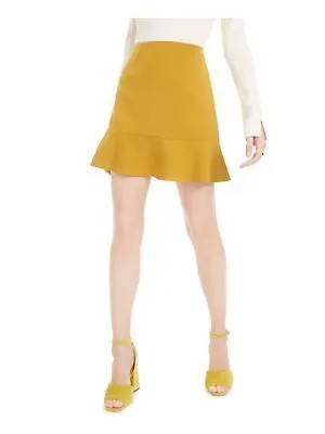 FRENCH CONNECTION Женская желтая эластичная короткая юбка трапециевидной формы на молнии с подолом для вечеринок 2