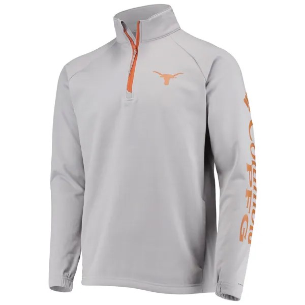 Мужская куртка Columbia Grey Texas Longhorns Terminal Tackle из флиса реглан, омни-оттенок, с молнией на четверть