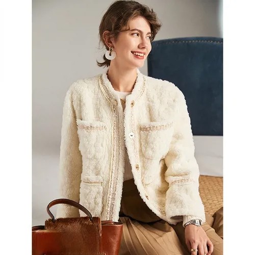 Шерстяные куртки для женщин на осень и зиму 2022, пальто из овчины, женские короткие легкие меховые пальто, элегантное женское пальто Gxy182