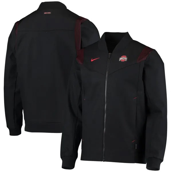 Мужской черный бомбер с молнией во всю длину Ohio State Buckeyes Nike
