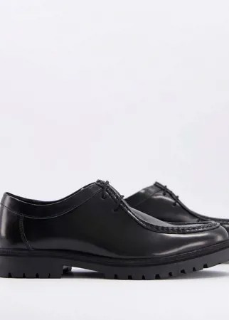 Черные кожаные ботинки на толстой подошве Silver Street-Черный цвет
