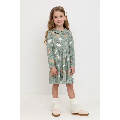 Платье crockid КР 5846/холодная мята,зайчики к527, размер 60/116, зеленый